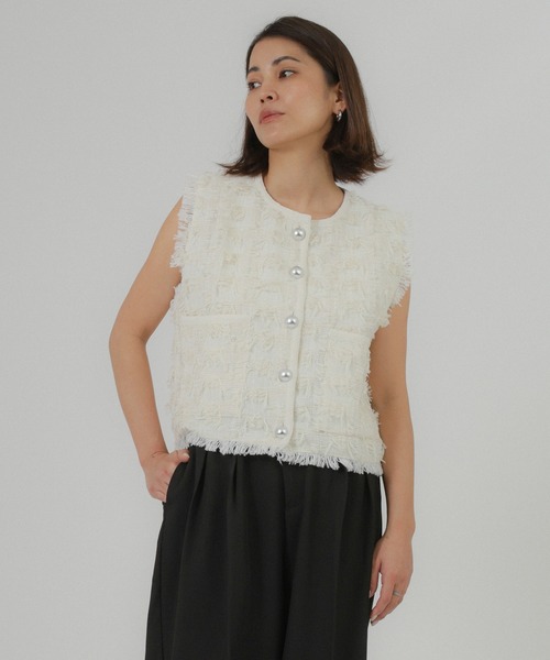 Floran（フローラン）の「ツイードベスト（ベスト・レディース・アイボリー/ブラック・FREE）」の21枚目の写真