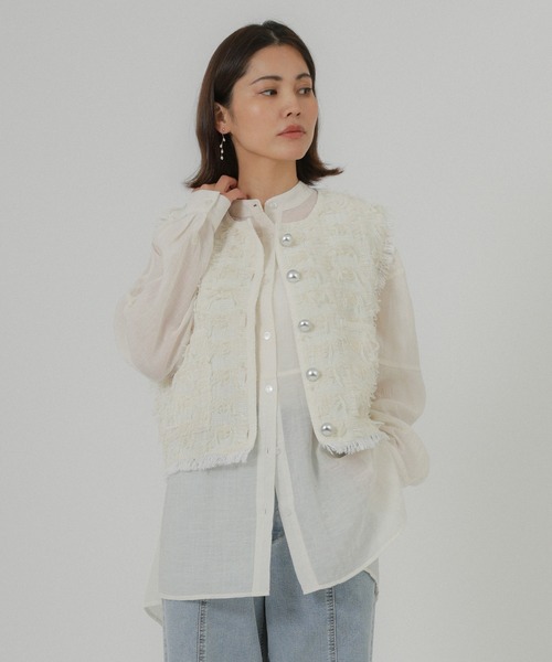 Floran（フローラン）の「ツイードベスト（ベスト・レディース・アイボリー/ブラック・FREE）」の15枚目の写真