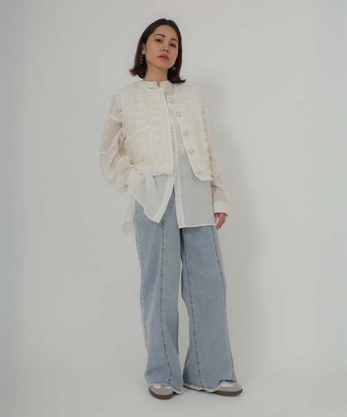 Floran（フローラン）の「ツイードベスト（ベスト・レディース・アイボリー/ブラック・FREE）」の14枚目の写真