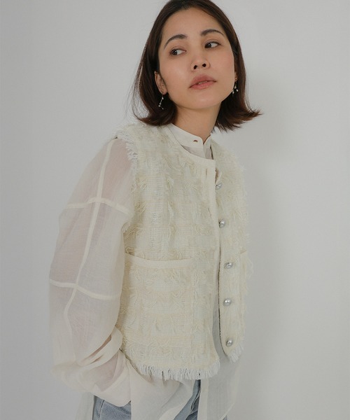 Floran（フローラン）の「ツイードベスト（ベスト・レディース・アイボリー/ブラック・FREE）」の13枚目の写真