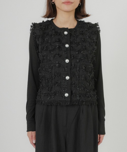 Floran（フローラン）の「ツイードベスト（ベスト・レディース・アイボリー/ブラック・FREE）」の7枚目の写真