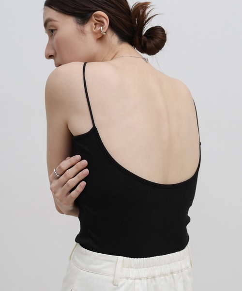 select MOCA（セレクトモカ）の「カップ付きラウンドバックオープンキャミソール（キャミソール・レディース・ブラック/アイボリー・SMALL/MEDIUM/LARGE）」の5枚目の写真