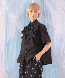 CAROLINA GLASER（カロリナ グレイサー）の「リボン いっぱい コットン ショートスリーブ ブラウス（シャツ/ブラウス）」