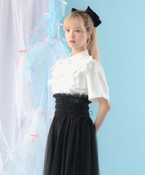 CAROLINA GLASER（カロリナ グレイサー）の「リボン いっぱい コットン ショートスリーブ ブラウス（シャツ/ブラウス・レディース・ホワイト・ONE SIZE）」の4枚目の写真