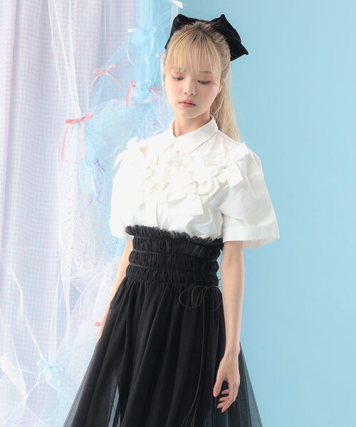 CAROLINA GLASER（カロリナ グレイサー）の「リボン いっぱい コットン ショートスリーブ ブラウス（シャツ/ブラウス・レディース・ホワイト・ONE SIZE）」の5枚目の写真