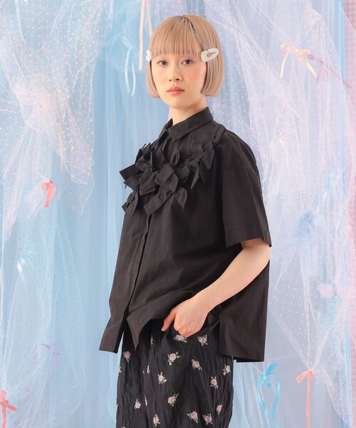 CAROLINA GLASER（カロリナ グレイサー）の「リボン いっぱい コットン ショートスリーブ ブラウス（シャツ/ブラウス・レディース・ホワイト・ONE SIZE）」の11枚目の写真