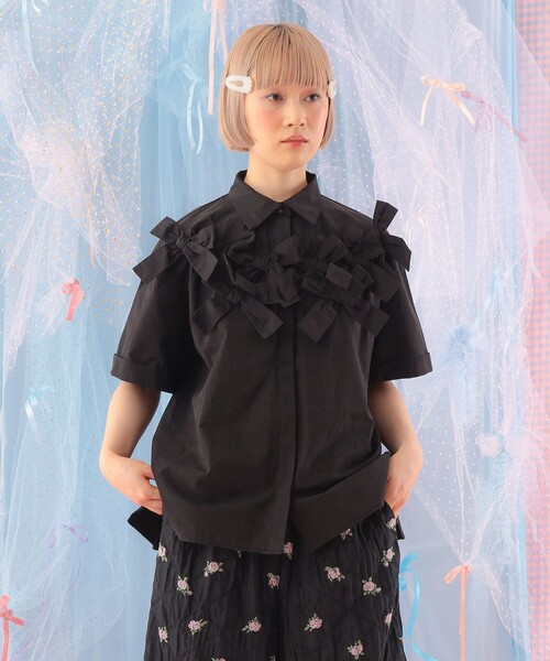 CAROLINA GLASER（カロリナ グレイサー）の「リボン いっぱい コットン ショートスリーブ ブラウス（シャツ/ブラウス・レディース・ホワイト・ONE SIZE）」の12枚目の写真