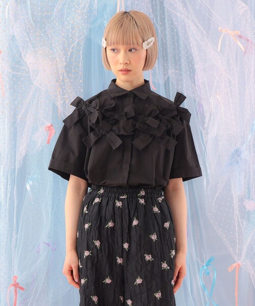 CAROLINA GLASER（カロリナ グレイサー）の「リボン いっぱい コットン ショートスリーブ ブラウス（シャツ/ブラウス・レディース・ホワイト・ONE SIZE）」の19枚目の写真