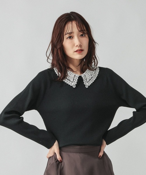 GLOBAL WORK(グローバルワーク)の「リッチライトレース2WAYプルオーバー/632665(ニット/セーター・レディース・ブラック/ネイビー・LARGE/MEDIUM)」の5枚目の写真