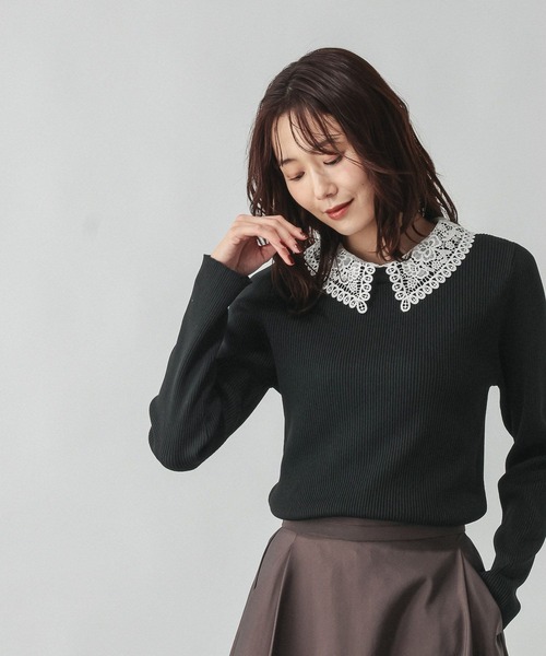 GLOBAL WORK(グローバルワーク)の「リッチライトレース2WAYプルオーバー/632665(ニット/セーター・レディース・ブラック/ネイビー・LARGE/MEDIUM)」の6枚目の写真