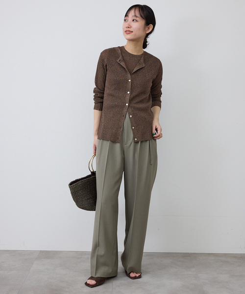 SLOBE IENA(スローブイエナ)の「ラメリブカーディガン(カーディガン/ボレロ・レディース・ブラウン/ベージュ・FREE)」の4枚目の写真