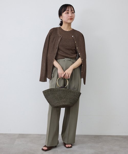 SLOBE IENA(スローブイエナ)の「ラメリブカーディガン(カーディガン/ボレロ・レディース・ブラウン/ベージュ・FREE)」の5枚目の写真