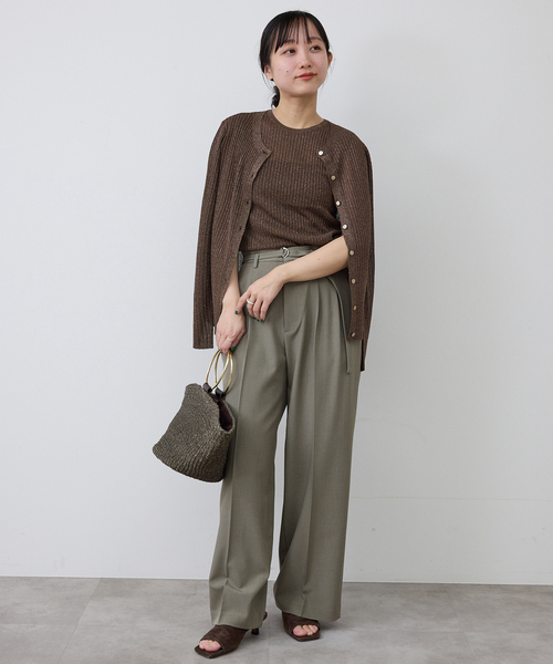 SLOBE IENA(スローブイエナ)の「ラメリブカーディガン(カーディガン/ボレロ・レディース・ブラウン/ベージュ・FREE)」の6枚目の写真