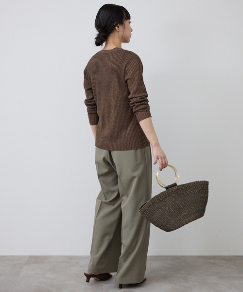 SLOBE IENA(スローブイエナ)の「ラメリブカーディガン(カーディガン/ボレロ・レディース・ブラウン/ベージュ・FREE)」の7枚目の写真