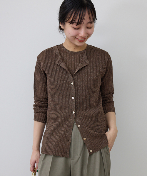SLOBE IENA(スローブイエナ)の「ラメリブカーディガン(カーディガン/ボレロ・レディース・ブラウン/ベージュ・FREE)」の10枚目の写真