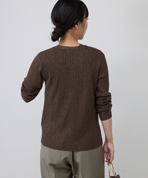 SLOBE IENA(スローブイエナ)の「ラメリブカーディガン(カーディガン/ボレロ・レディース・ブラウン/ベージュ・FREE)」の11枚目の写真