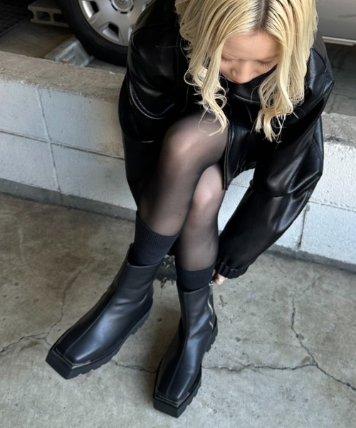 Lui's（ルイス）の「【mi-企画】スクエアトゥブーツ（ブーツ・レディース・ブラック・L/M/S）」の14枚目の写真