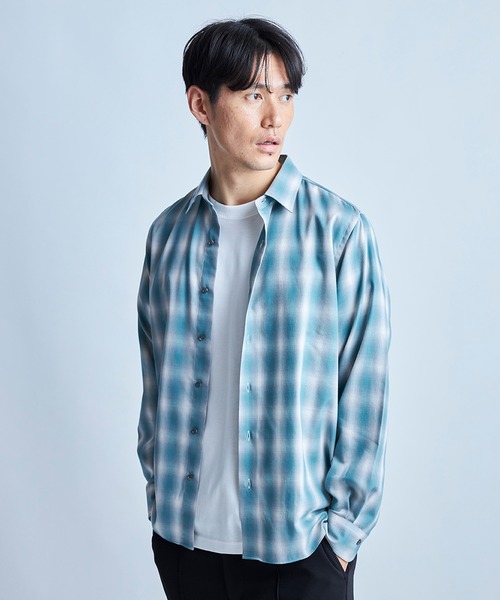 UNION STATION（ユニオンステーション）の「オンブレーチェックシャツ（シャツ/ブラウス・メンズ・グレー系その他/グリーン系その他・M/L）」の2枚目の写真