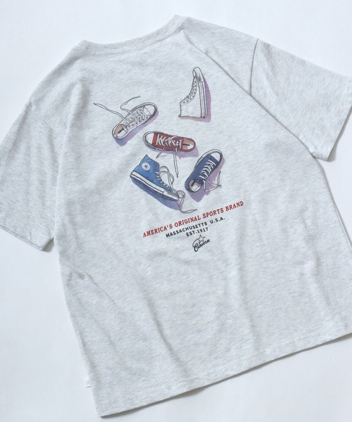 CONVERSE(コンバース)の「CONVERSE White(コンバース ホワイト)シューズグラフィックプリントTシャツ/スニーカーデザイン ビッグシルエット ユニセックス(Tシャツ/カットソー・レディース・グレー系その他/アッシュグレー/ブラック系その他/スミクロ/ホワイト/ホワイト系その他・M/L)」の6枚目の写真