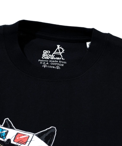 go slow caravan(ゴースローキャラバン)の「USA/C シネマ猫 ロングスリーブ TEE(Tシャツ/カットソー・メンズ・ブラック/ホワイト・SMALL/MEDIUM/LARGE/X-LARGE)」の3枚目の写真