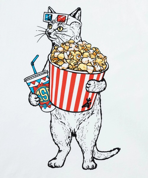 go slow caravan(ゴースローキャラバン)の「USA/C シネマ猫 ロングスリーブ TEE(Tシャツ/カットソー・メンズ・ブラック/ホワイト・SMALL/MEDIUM/LARGE/X-LARGE)」の12枚目の写真