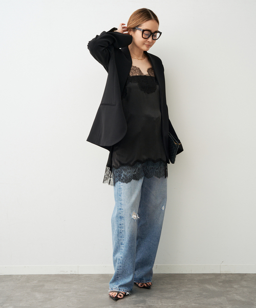 Deuxieme Classe（ドゥーズィエムクラス）の「【Raspail/ラスパイユ】Lace Swithed Camisole（シャツ/ブラウス・レディース・ブラック・FREE）」の5枚目の写真