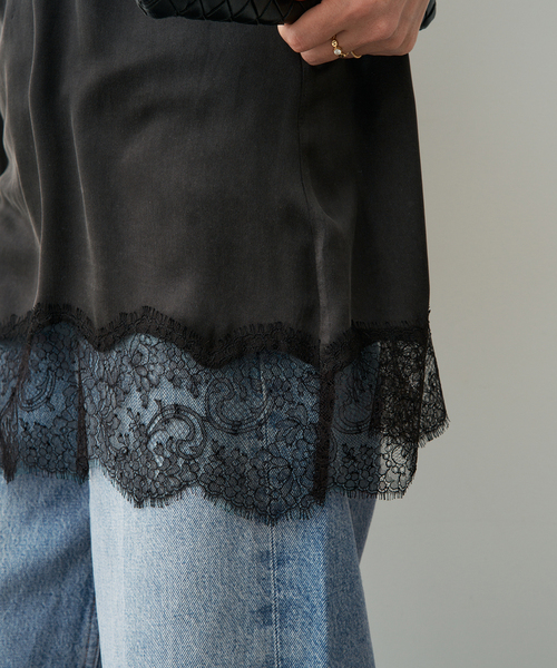 Deuxieme Classe（ドゥーズィエムクラス）の「【Raspail/ラスパイユ】Lace Swithed Camisole（シャツ/ブラウス・レディース・ブラック・FREE）」の9枚目の写真