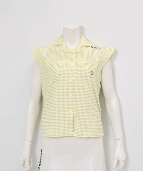 archivio(アルチビオ)の「<LADIES>ギンガムチェック開襟プルオーバー(Tシャツ/カットソー・レディース・イエロー/オレンジ/ブラック・L/M/S)」の5枚目の写真