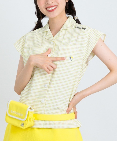 archivio(アルチビオ)の「<LADIES>ギンガムチェック開襟プルオーバー(Tシャツ/カットソー・レディース・イエロー/オレンジ/ブラック・L/M/S)」の12枚目の写真