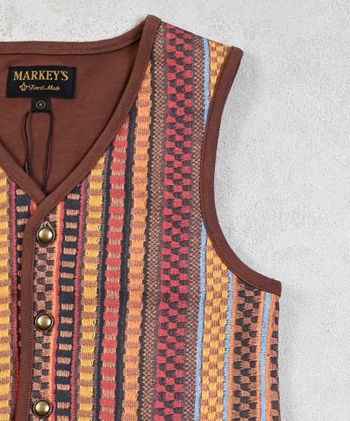 MARKEY'S（マーキーズ）の「ジャガードプリントベスト（ベスト・キッズ・ブラウン/ネイビー・L/M/S）」の10枚目の写真