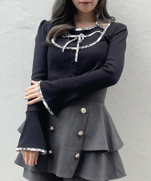 abc une face(アーベーセーアンフェイス)の「ボレロレイヤードトップス(Tシャツ/カットソー・レディース・ホワイト/ブラック/ピンク・FREE)」の6枚目の写真