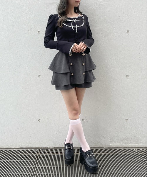 abc une face(アーベーセーアンフェイス)の「ボレロレイヤードトップス(Tシャツ/カットソー・レディース・ホワイト/ブラック/ピンク・FREE)」の7枚目の写真