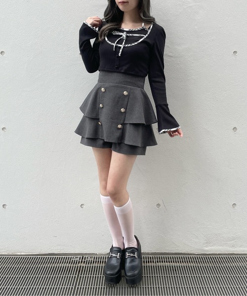 abc une face(アーベーセーアンフェイス)の「ボレロレイヤードトップス(Tシャツ/カットソー・レディース・ホワイト/ブラック/ピンク・FREE)」の8枚目の写真