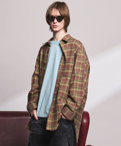 MAISON SPECIAL(メゾンスペシャル)の「《UNISEX》【Italian Dead Stock Fabric】Prime-Over Maxi Regular Collar Shirts Coat/【イタリアンデッドストックファブリック】プライムオーバーマキシレギュラーカラーシャツコート【MAISON SPECIAL/メゾンスペシャル】(シャツ/ブラウス・メンズ・ブラウン/その他1/オレンジ/ライトグレー/その他2/チャコールグレー/グレー/ブラック/ライトグリーン・2/1/0)」の5枚目の写真