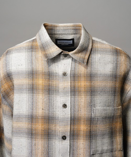 MAISON SPECIAL(メゾンスペシャル)の「《UNISEX》【Italian Dead Stock Fabric】Prime-Over Maxi Regular Collar Shirts Coat/【イタリアンデッドストックファブリック】プライムオーバーマキシレギュラーカラーシャツコート【MAISON SPECIAL/メゾンスペシャル】(シャツ/ブラウス・メンズ・ブラウン/その他1/オレンジ/ライトグレー/その他2/チャコールグレー/グレー/ブラック/ライトグリーン・2/1/0)」の22枚目の写真