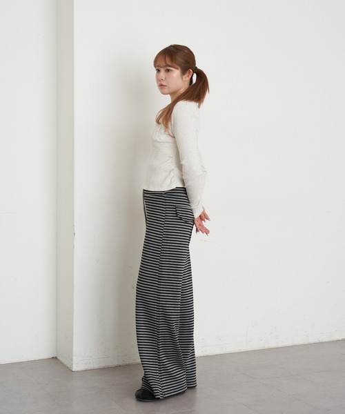 RAY CASSIN（レイカズン）の「ボーダーカットパンツ（その他パンツ・レディース・グレー/チャコールグレー・M/L）」の7枚目の写真