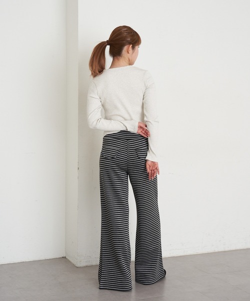 RAY CASSIN（レイカズン）の「ボーダーカットパンツ（その他パンツ・レディース・グレー/チャコールグレー・M/L）」の8枚目の写真