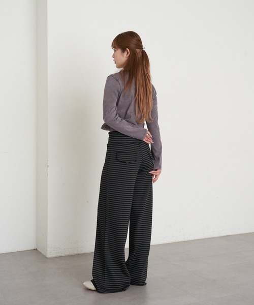 RAY CASSIN（レイカズン）の「ボーダーカットパンツ（その他パンツ・レディース・グレー/チャコールグレー・M/L）」の13枚目の写真