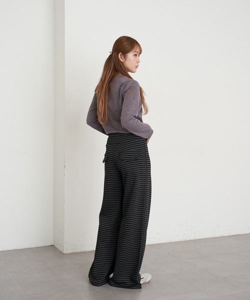 RAY CASSIN（レイカズン）の「ボーダーカットパンツ（その他パンツ・レディース・グレー/チャコールグレー・M/L）」の14枚目の写真
