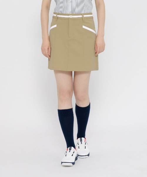 新品未使用！レディース ゴルフ スカート ベージュ黒 セール】インナー付きスカート（スカート）｜le coq sportif GOLF