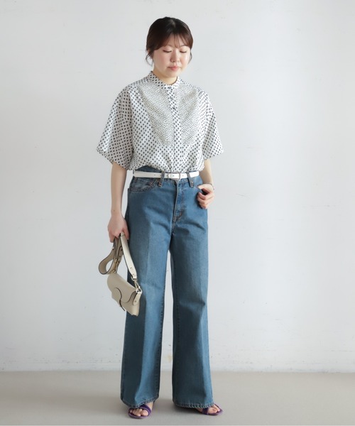 NOMBRE IMPAIR(ノンブルアンペール)の「リーフドットコンビ スタンドネックブラウス(シャツ/ブラウス・レディース・ブラック/ホワイト・FREE)」の7枚目の写真