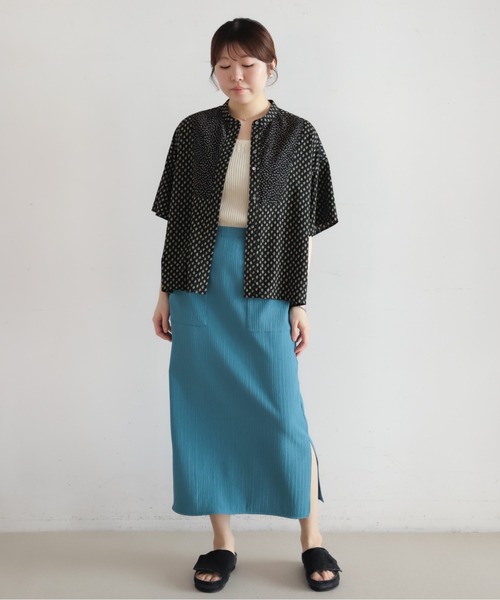 NOMBRE IMPAIR(ノンブルアンペール)の「リーフドットコンビ スタンドネックブラウス(シャツ/ブラウス・レディース・ブラック/ホワイト・FREE)」の8枚目の写真