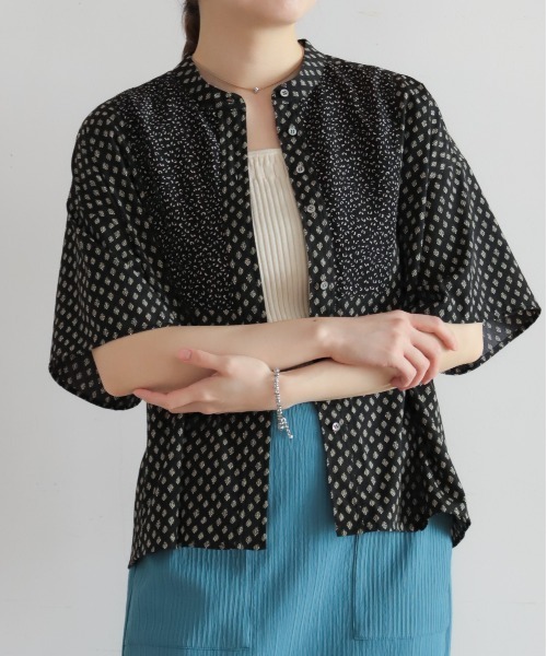 NOMBRE IMPAIR(ノンブルアンペール)の「リーフドットコンビ スタンドネックブラウス(シャツ/ブラウス・レディース・ブラック/ホワイト・FREE)」の11枚目の写真