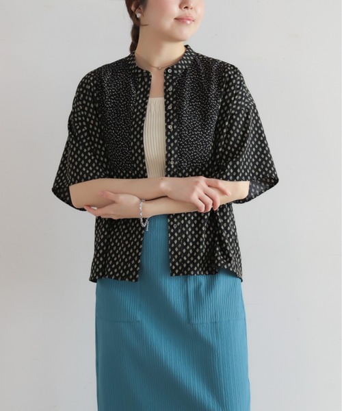 NOMBRE IMPAIR(ノンブルアンペール)の「リーフドットコンビ スタンドネックブラウス(シャツ/ブラウス・レディース・ブラック/ホワイト・FREE)」の15枚目の写真