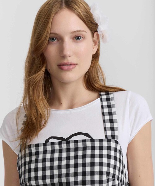 agnes b.（アニエスベー）の「ギンガムチェック コットン ロング エプロン ワンピース "Luberon"（ワンピース・レディース・ブラック・1/2/3）」の6枚目の写真