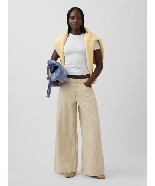 GAP(ギャップ)の「ロースラング ストライプ スーパーバギーデニム(デニムパンツ・レディース・ベージュ・30/29/28/27/26/25/24/23)」の2枚目の写真