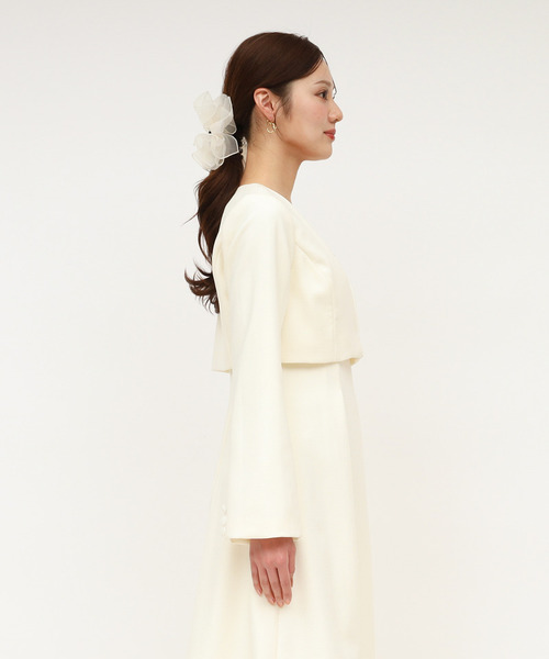 ROYAL PARTY(ロイヤルパーティー)の「ラメツイードノーカラーショートジャケット(ノーカラージャケット・レディース・ブルー/オフホワイト/ブラック・FREE)」の4枚目の写真