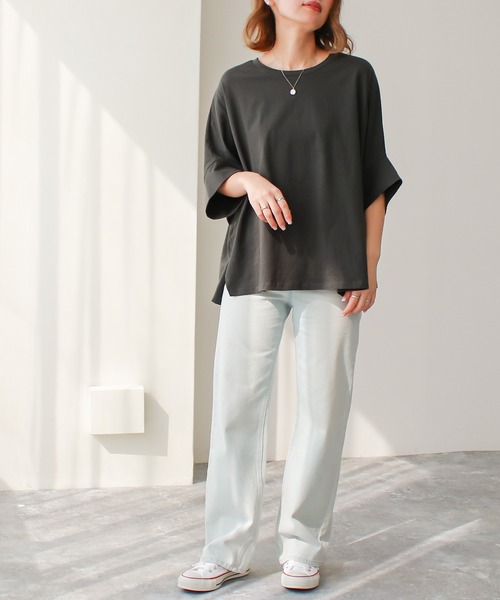 Social GIRL(ソーシャルガール)の「【Social GIRL】スリットドルマンムジロゴTシャツ(Tシャツ/カットソー・レディース・イエロー/ブラック/オフホワイト・M)」の17枚目の写真
