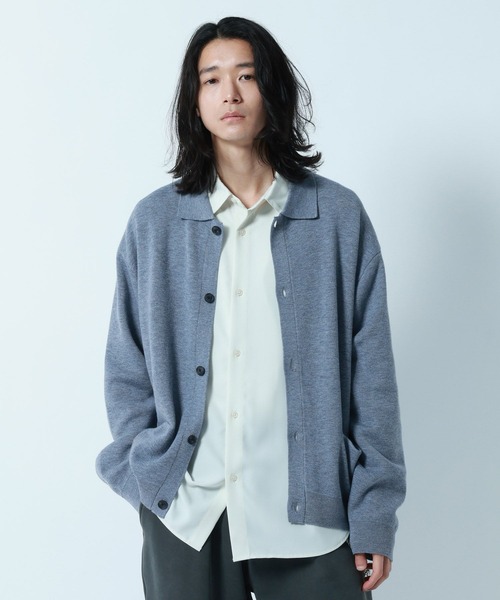 RAGEBLUE(レイジブルー)の「【Washable】Knit Shirt Cardigan/ニットシャツカーデ(ニット/セーター・メンズ・グレー系その他/ライトブルー・LARGE/MEDIUM)」の1枚目の写真