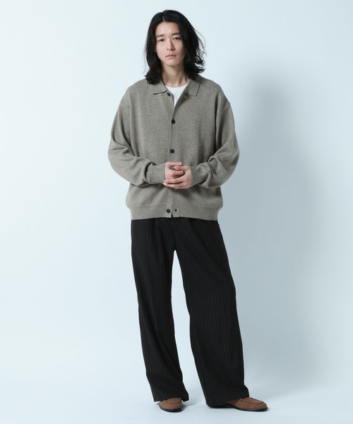 セール】【Washable】Knit Shirt Cardigan/ニットシャツカーデ（ニット